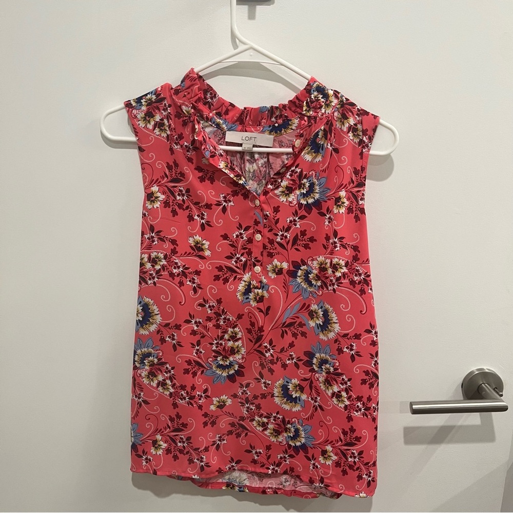magenta floral Loft blouse, size xs